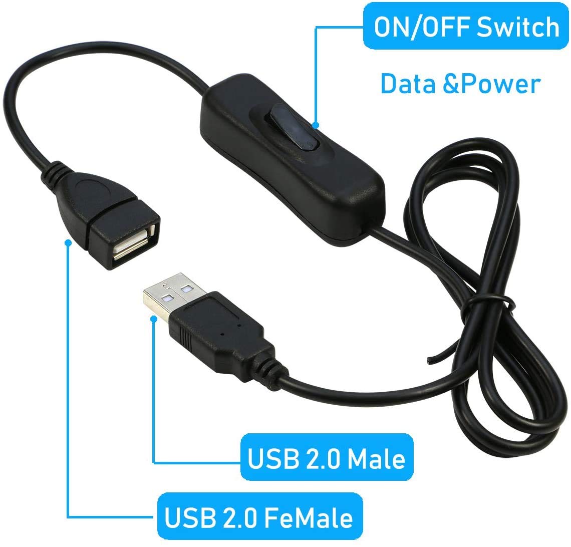 RIITOP 3ft USB Extension Cable with ON/OFF Switch (2-Pack) - Compatible with USB Headsets, Desk Lamps, Fans & LED Strips - Perfect for Home Office, Gaming Setup & Smart Devices