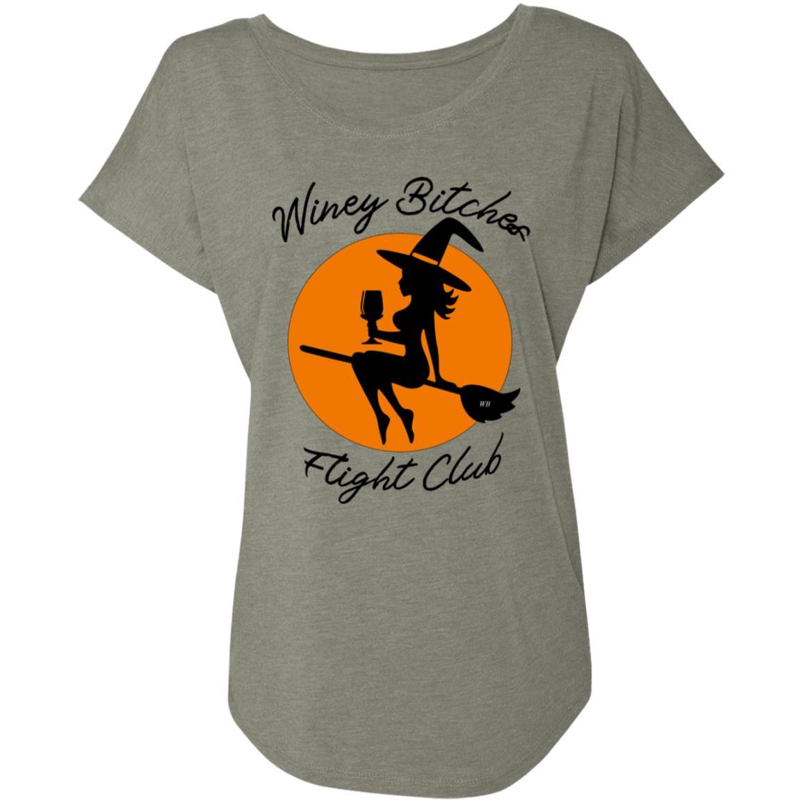 Winey Bitches Flight Club Ladies' Triblend Dolman Sleeve T-Shirt - Soft Comfortable Women's Tee for Casual Wear & Wine Tasting Events