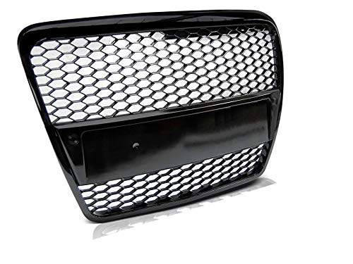 Audi A6 C6 RS-Type Front Grill (2004-2008) - Honeycomb Mesh Sport Grille in Glossy Black for Sedan & Avant | Enhanced Airflow & Aggressive Styling Upgrade