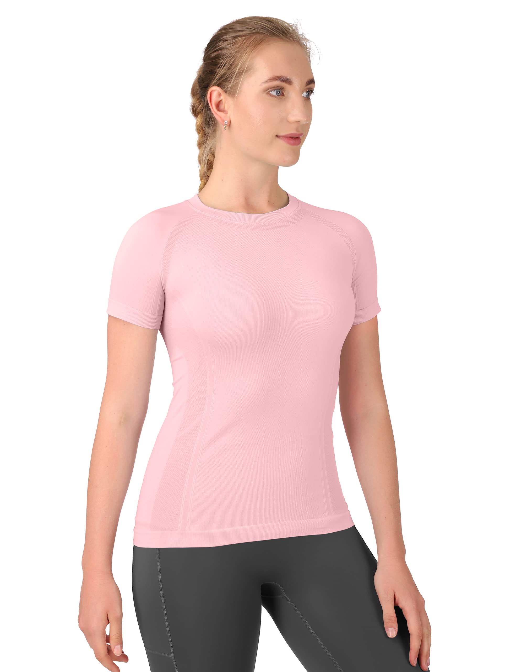 MathCat Women's Workout Shirts - Short Sleeve Quick Dry Athletic Tops, Seamless Yoga Shirts for Gym & Fitness | Perfect for Running, Yoga & Active Lifestyle
