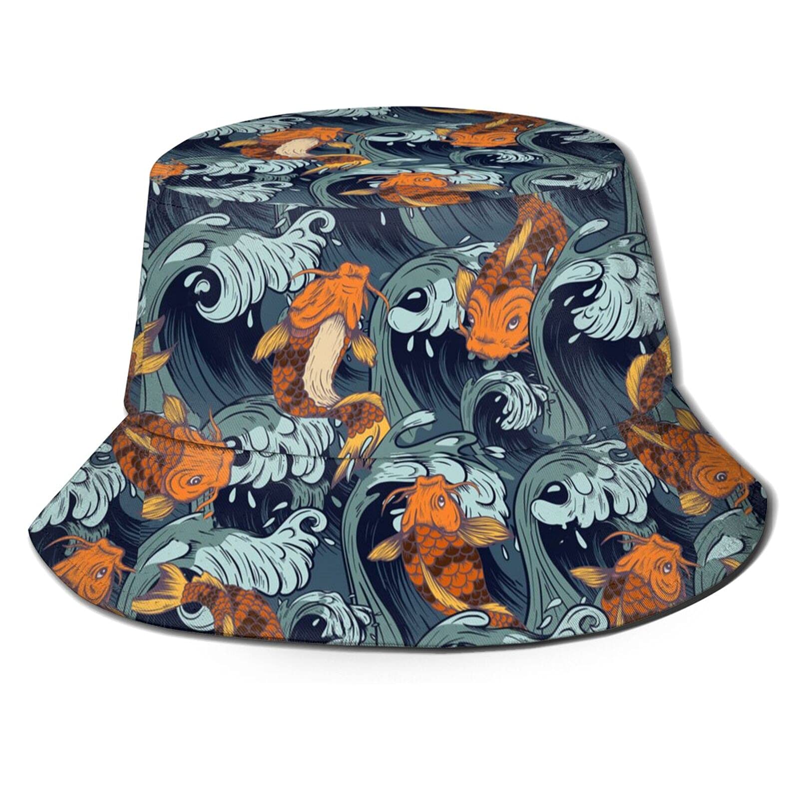 Stylish Goldfish Bucket Hat for Women & Girls - Cute Fish Design Wide Brim Sun Hat for Beach, Summer & Outdoor Activities | UV Protection Fashion Accessory