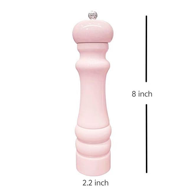 Premium 8-Inch Oak Wood Salt and Pepper Grinder Set - Manual Mill with Ceramic Core, Adjustable Coarseness, Refillable Design for Sea Salt, Peppercorns & Spices - Ideal Kitchen Gift for Cooking, Dining & Home Decor