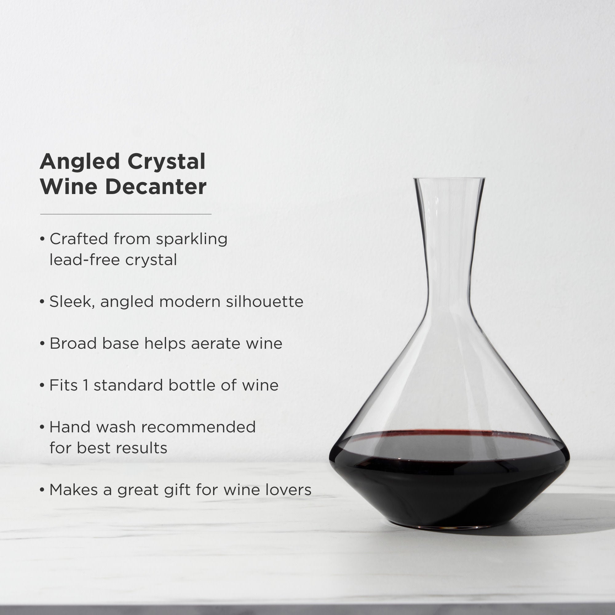 Elegant Raye Angled Crystal Wine Decanter - Premium Lead-Free Glass Carafe for Red Wine Aeration & Decanting | Perfect for Dinner Parties, Wine Tasting & Home Bar Decor