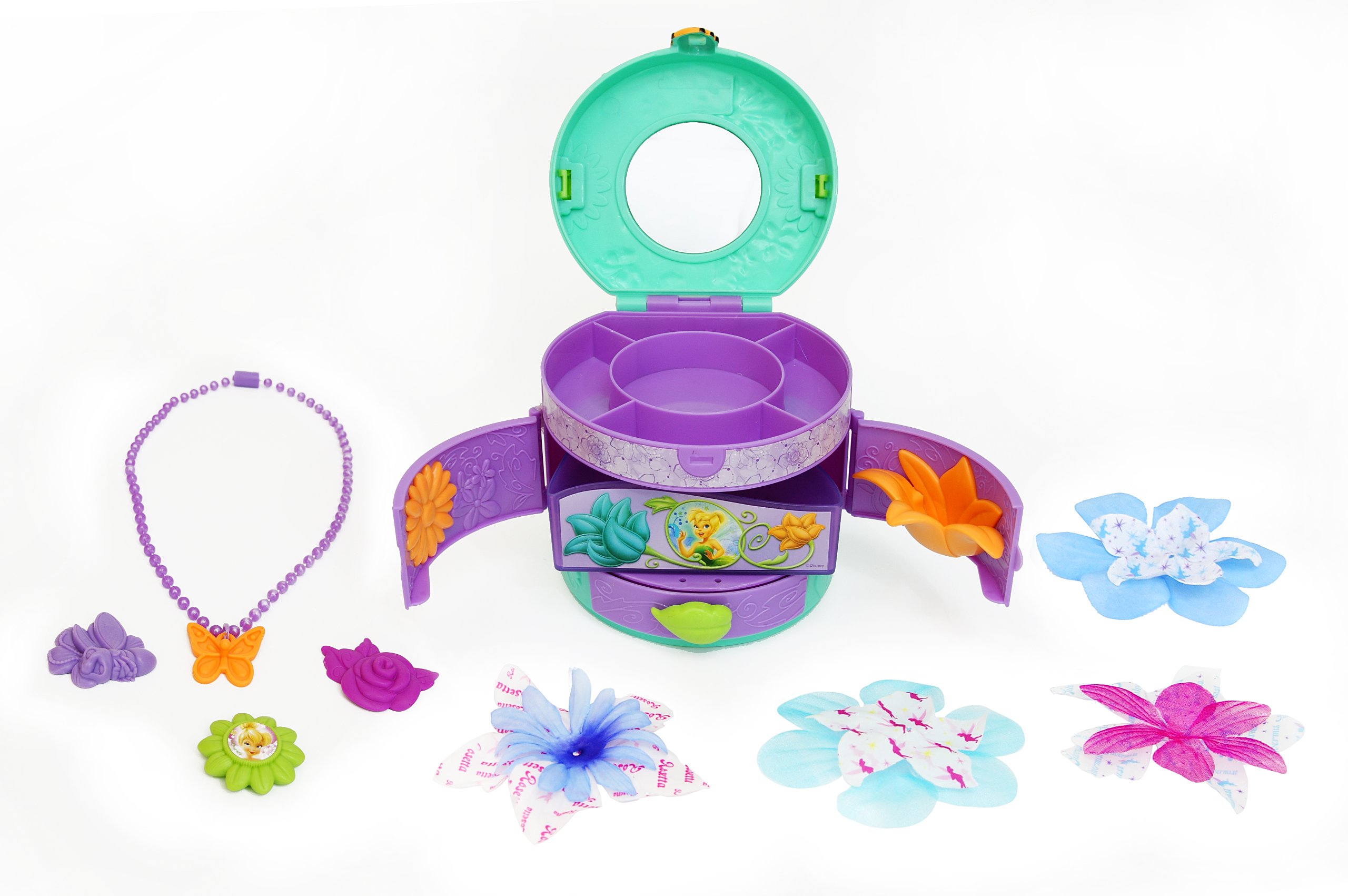 Disney Fairies Floral Scented Jewelry Box for Girls - Musical Treasure Chest with Mirror | Perfect for Birthday Gifts, Room Decor & Jewelry Storage