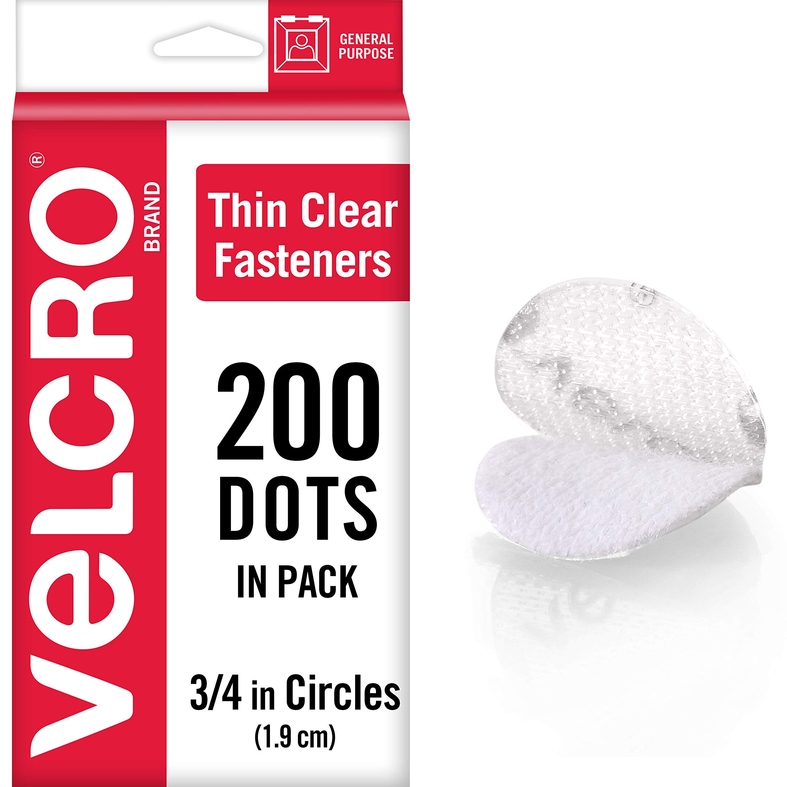 VELCRO Brand Thin Clear Adhesive Dots | 200 Pack | 3/4 Inch Circles | Low Profile Design for Crafting, School Projects, Home & Office Organization | Perfect for Scrapbooking, Bulletin Boards, Wall Decor & DIY Crafts