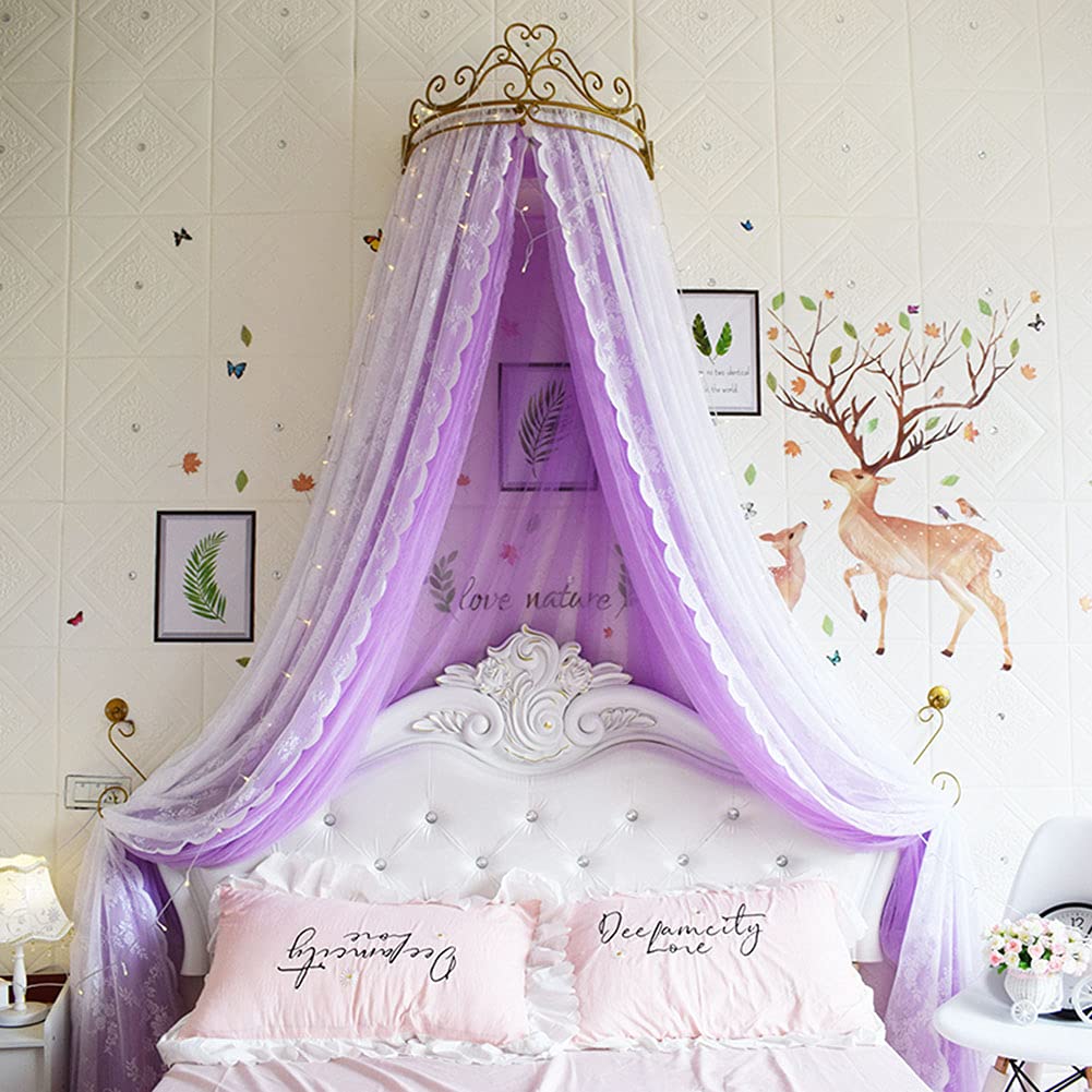 Princess Bed Canopy with Crown - Elegant Nursery Decor for Baby Cribs, Girls & Teens | Perfect for Birthday Gifts, Bedroom Makeovers & Fairy Tale Themed Rooms