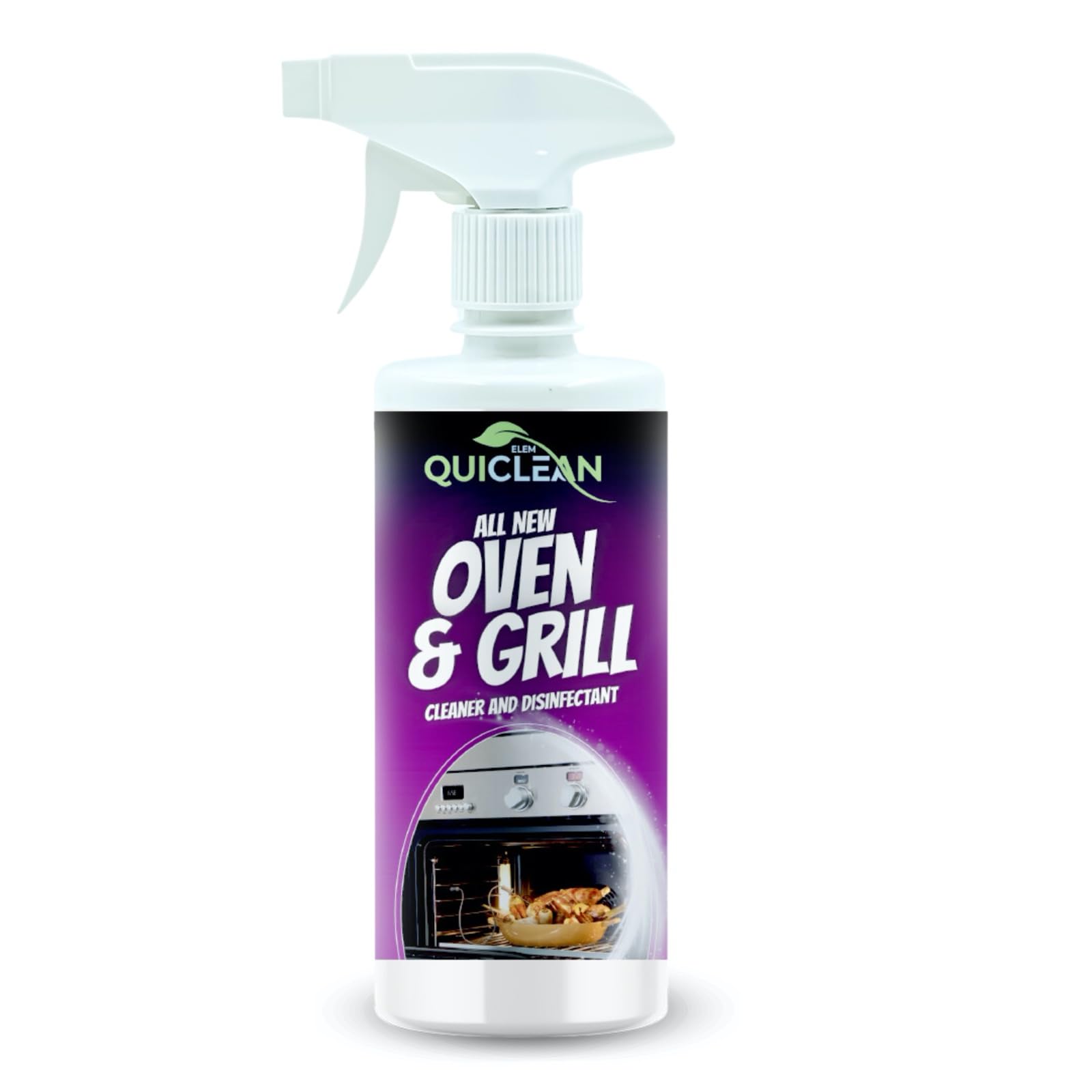Quiclean™ All-Purpose Oven & Grill Cleaner and Disinfectant Spray - 500ML | Heavy-Duty Kitchen Degreaser | Chimney, Microwave & Grease Stain Remover | Safe for Stainless Steel & Ceramic (Pack of 1) | Perfect for Deep Cleaning Grills, Ovens & Kitchen Surfaces