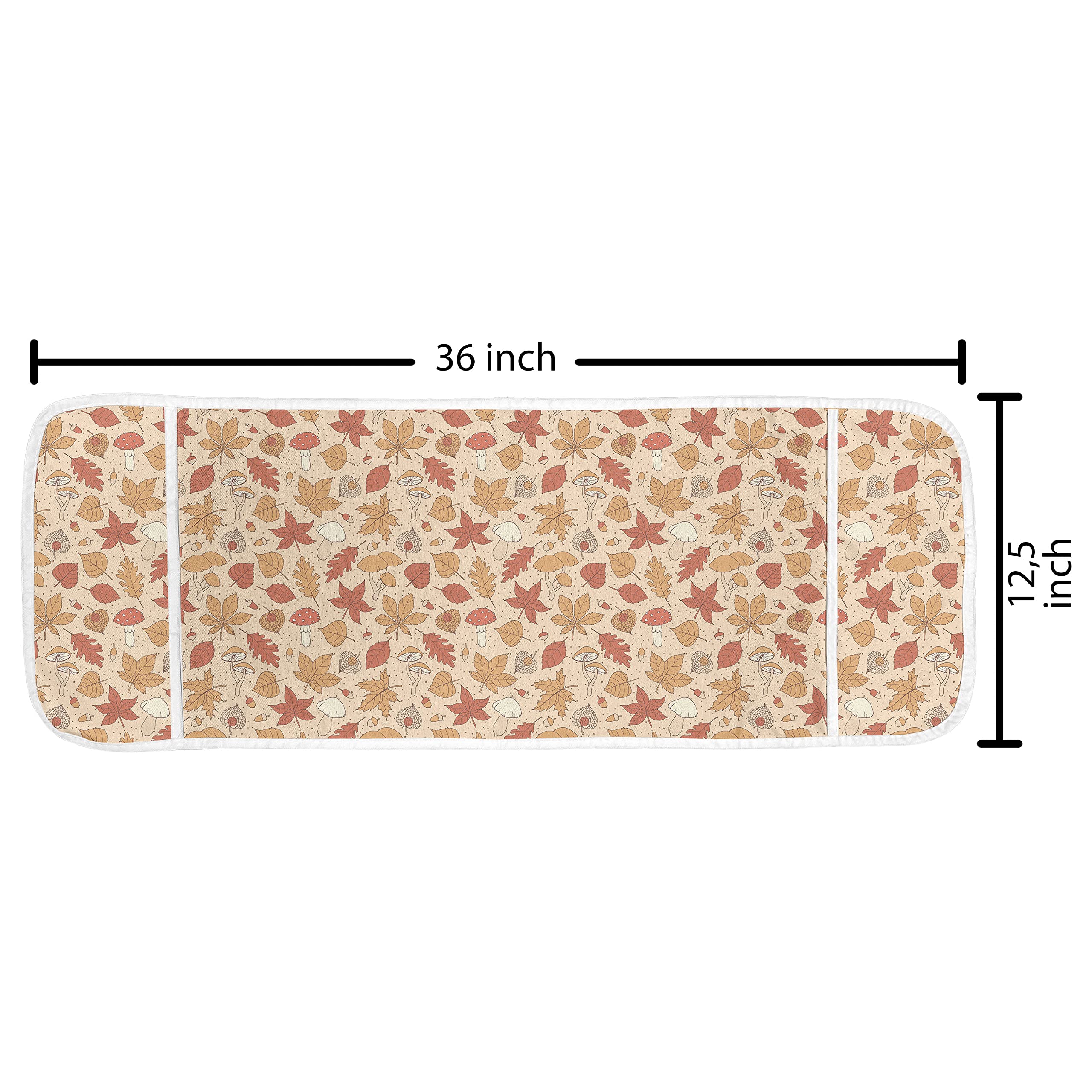 Ambesonne Autumn Microwave Cover - Waterproof Fall Woodland Leaves & Mushrooms Design, Earthy Tones Kitchen Organizer with Pockets, 36