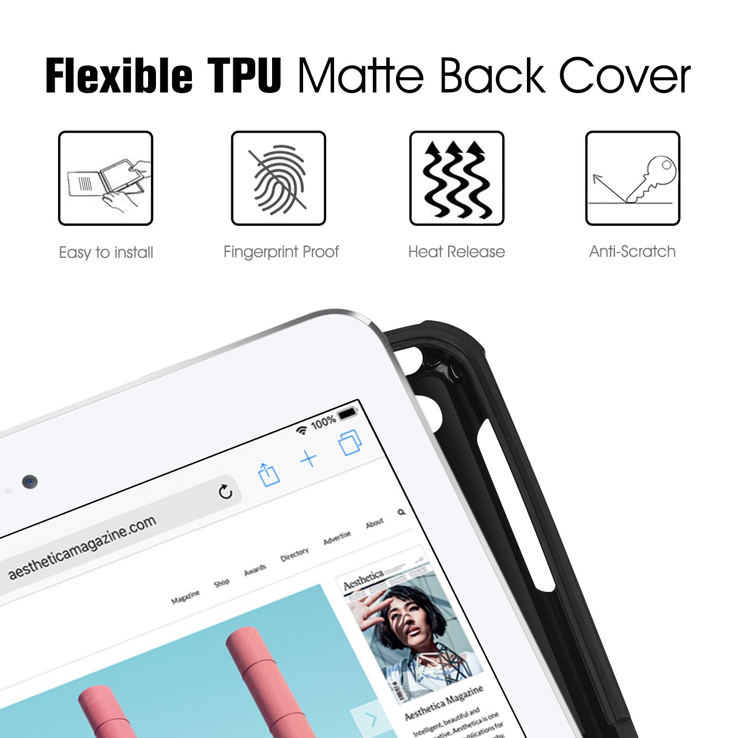 Fintie Magnetic Stand Case for iPad 6th/5th Generation (2018/2017), iPad Air 2/Air 1 (9.7 Inch) - Shockproof Rugged TPU Back Cover with Auto Wake/Sleep, Multiple Viewing Angles, Navy Blue | Perfect for Work, Study, and Entertainment