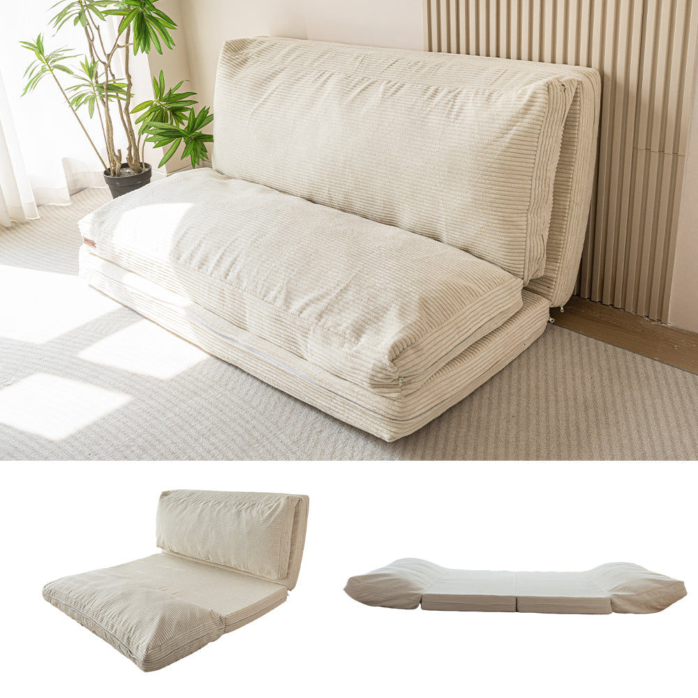 MAXYOYO Corduroy Bean Bag Sofa Bed - Foldable, Washable, Beige | Perfect for Living Room, Bedroom & Dorm Room Comfort