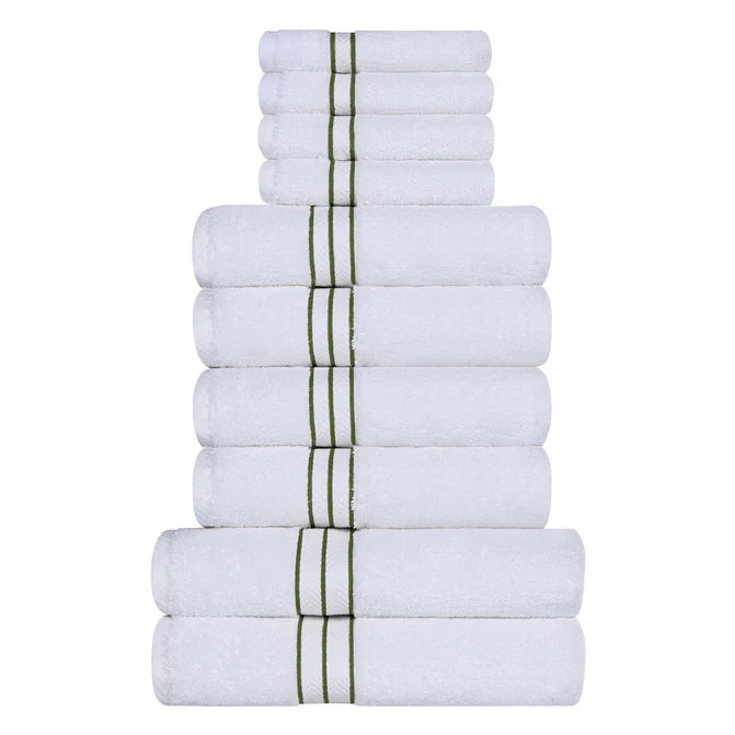 Premium Turkish Cotton Ultra Plush 10-Piece Bath Towel Set - Super Absorbent & Soft for Spa, Beach & Luxury Bathroom Use