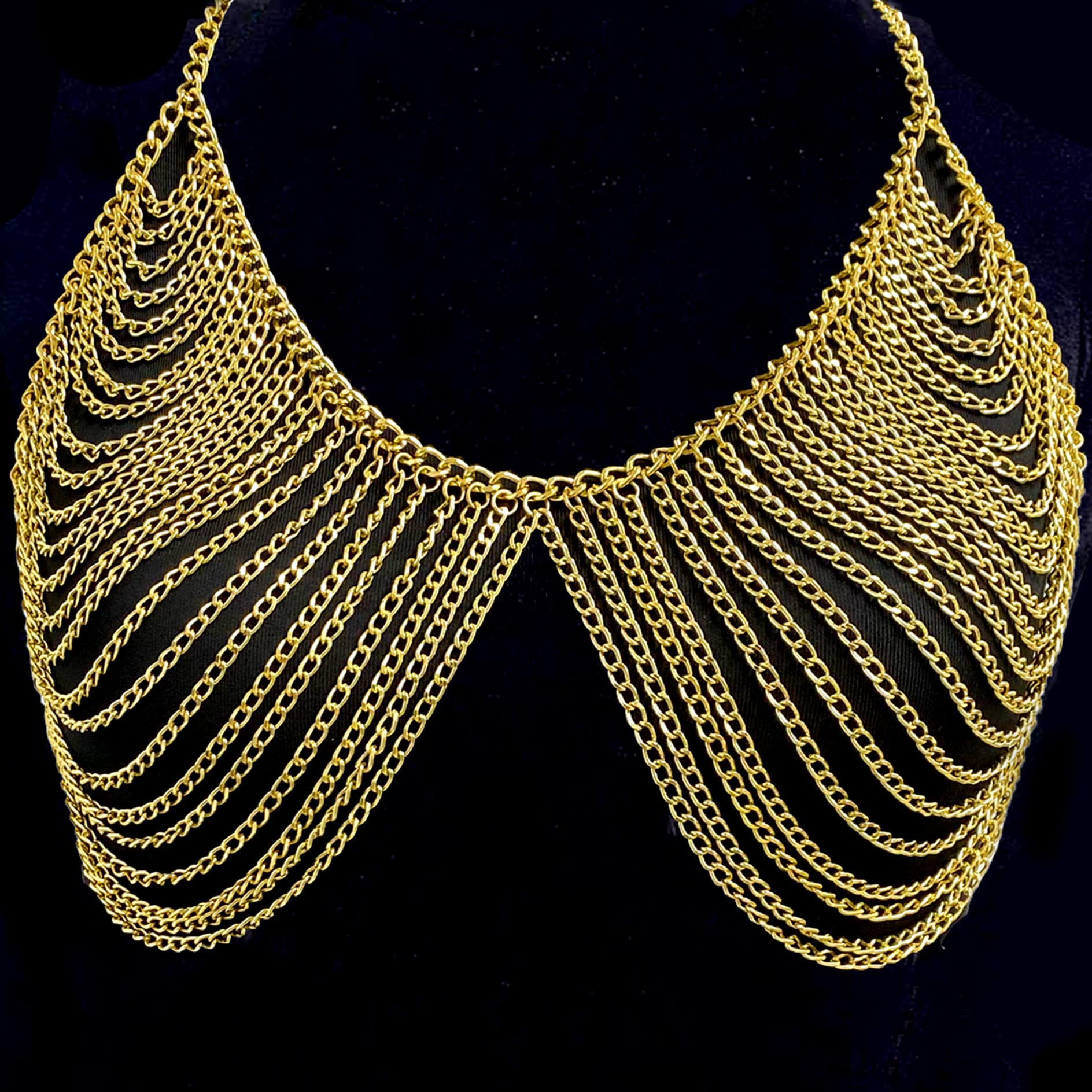 Diymood Gold Body Chain - Layered Bohemian Punk Bikini Bra Jewelry for Women & Girls | Beach, Nightclub, Party Fashion Accessory | Perfect for Festivals, Vacations & Photo Shoots