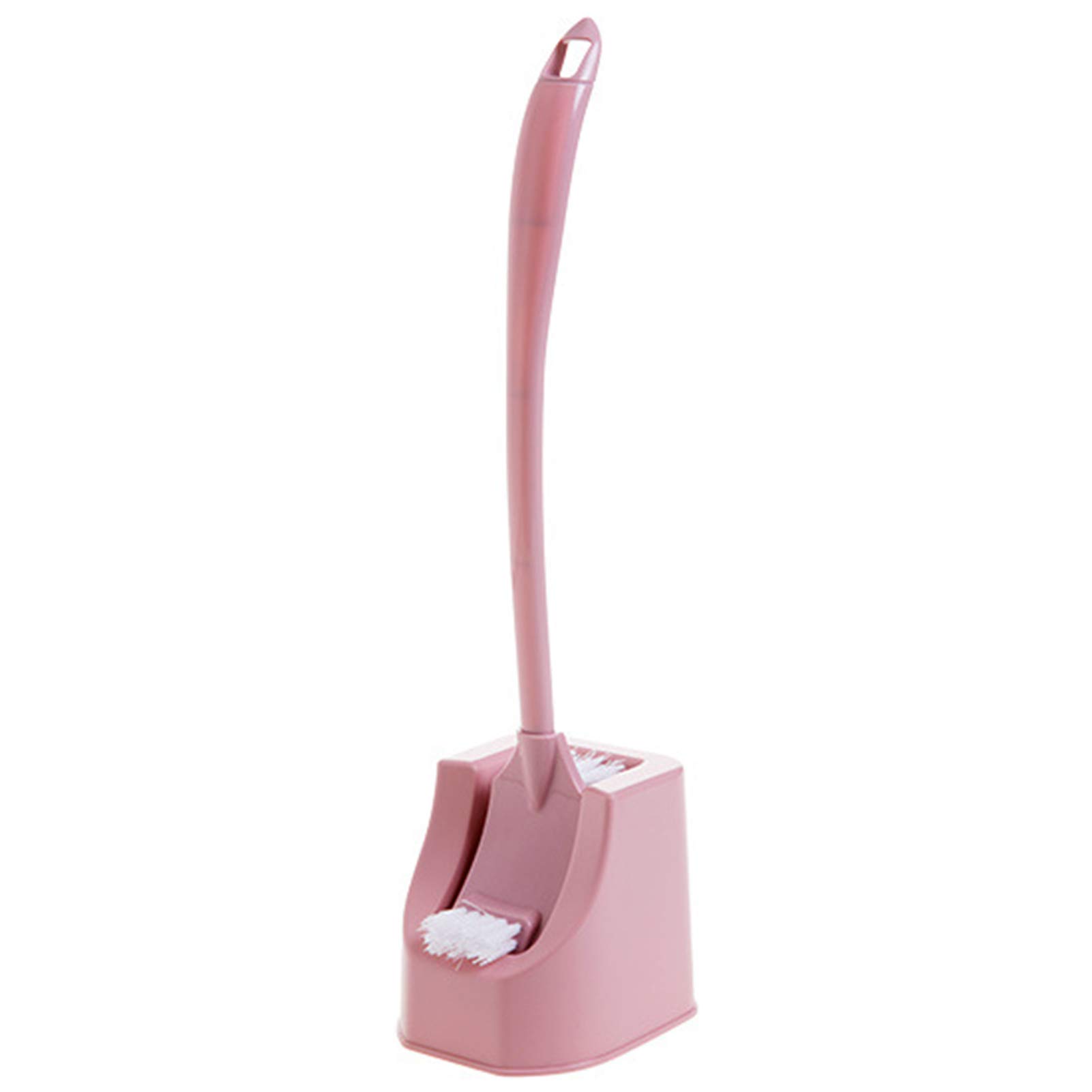 Long Handle Double-Sided Toilet Brush with Holder Set - Bathroom Cleaning Tool for Deep Stain Removal (Pink) | Ideal for Home, Apartment & RV Toilet Cleaning