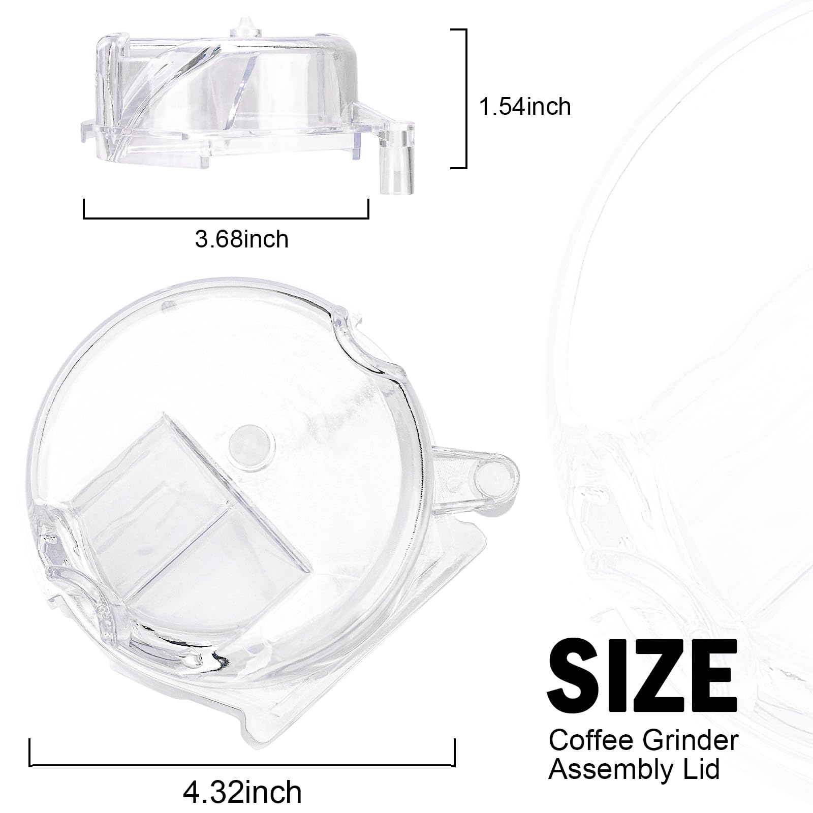 Original DGB-500GLID Grinder Assembly Lid Replacement for Cuisinart Coffee Grinder - Compatible with DGB-600/DGB-625/DGB-650/DGB-500/DGB-500BK/DGB-600BCC Models - Clear Plastic Cover - Perfect for Home & Office Coffee Brewing