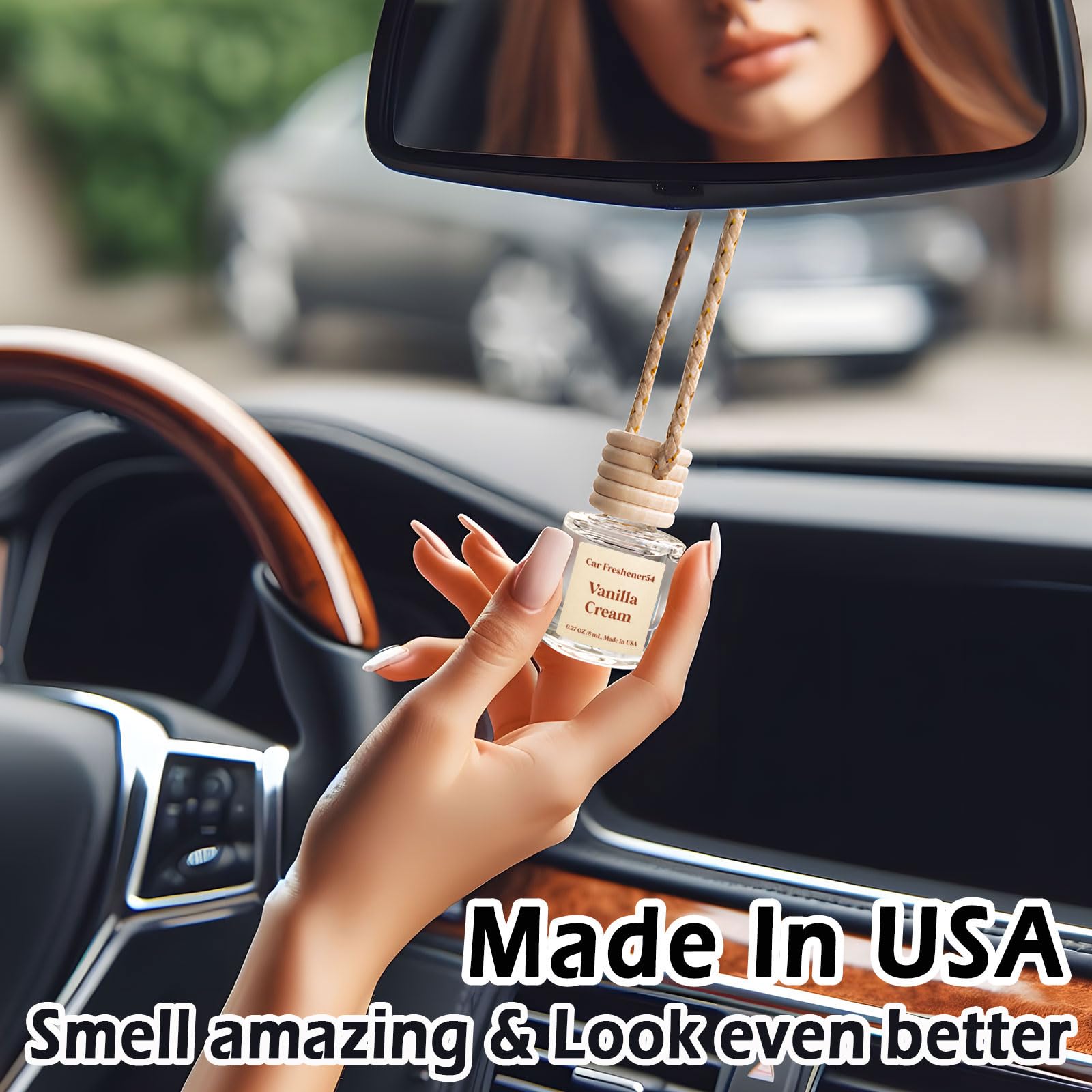 Premium Vanilla Cream Car Air Freshener Hanging Diffuser - Long Lasting Fragrance Oil for Vehicles - 2 Pack USA Made - Perfect for Road Trips & Daily Commutes