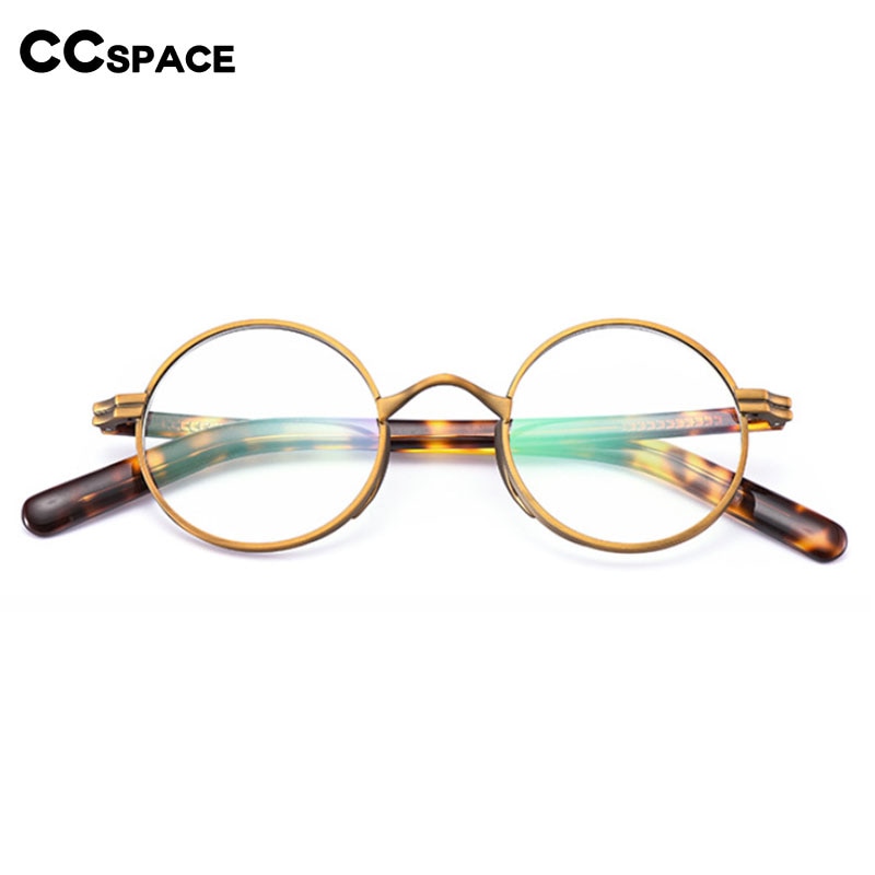 CCspace Unisex Full Rim Round Titanium Acetate Alloy Frame Eyeglasses 54604 - Lightweight Durable Glasses for Work, Reading & Fashion | Trendy Eyewear for Men & Women