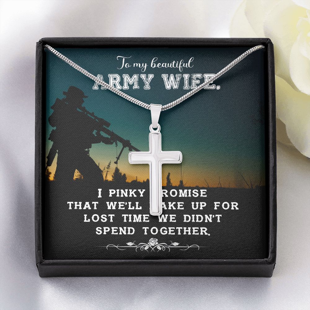 Army Wife Necklace - Military Spouse Jewelry Gift for Wife, Cross Pendant Necklace for Anniversary, Christmas & Special Occasions - Perfect for Military Appreciation, Deployment Gifts & Everyday Wear