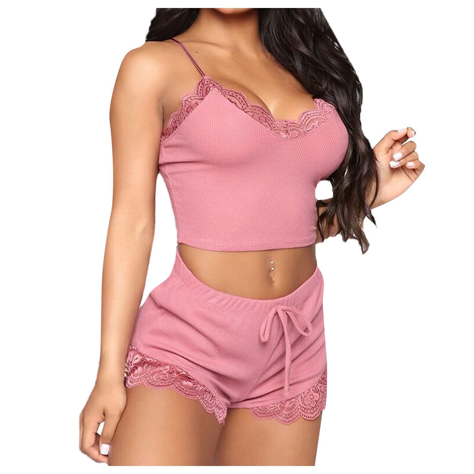 Women's Lace Pajama Set - Sexy Camisole & Shorts for Nightwear & Loungewear