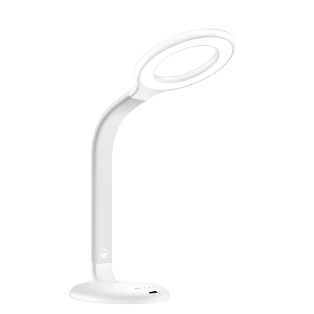 LED Desk Lamp with USB Charging Port - Dimmable Eye-Caring Table Light for Office, Study & Bedroom - Adjustable Reading Lamp for Students, Dormitory & Home Use (White) - Perfect for Night Reading, Work & Relaxation