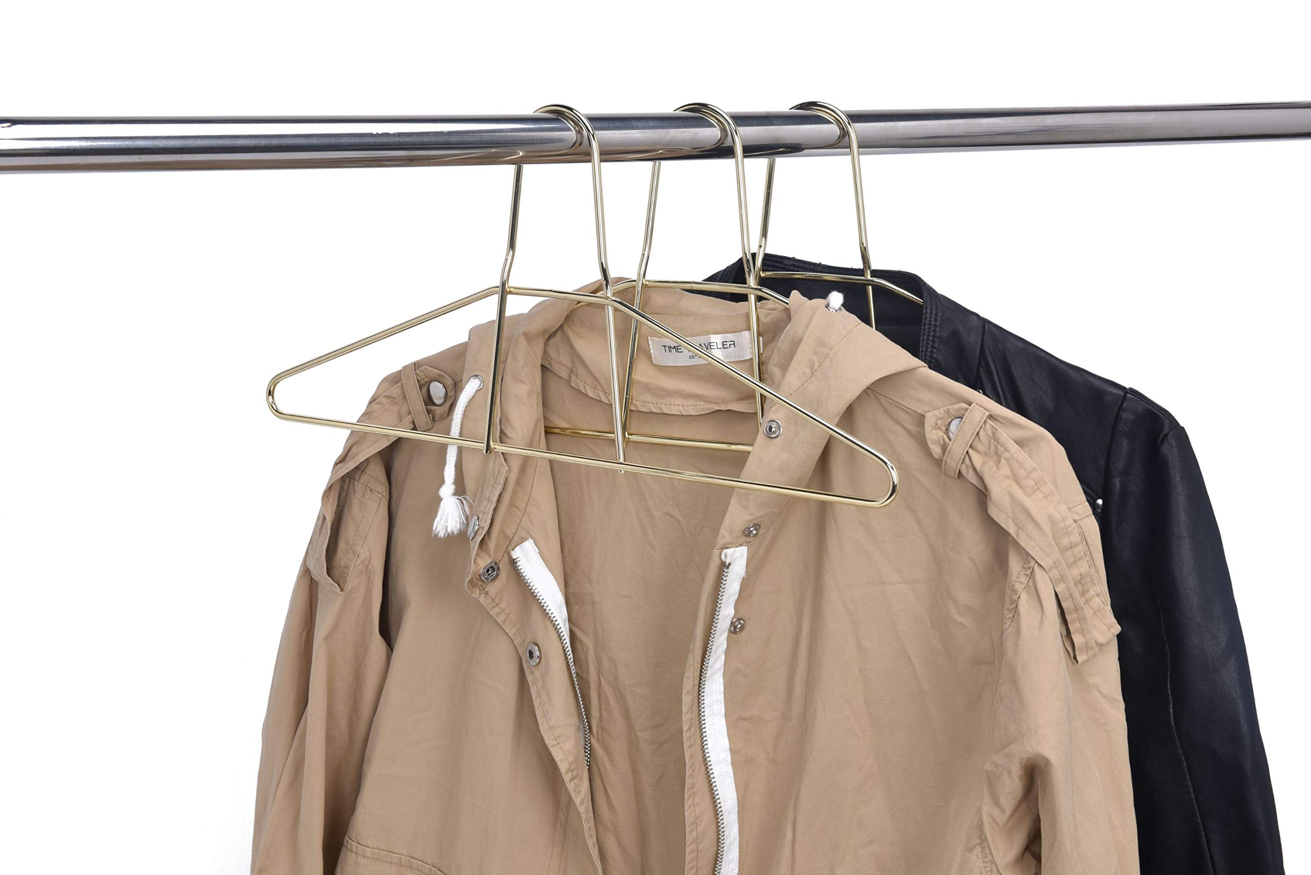 Premium Heavy Duty Metal Hangers 30-Pack - Gold Anti-Theft Wire Clothes Hangers for Suits, Coats & Jackets - 200LB Capacity - Ideal for Gyms, Retail Stores, Hotels & Home Closet Organization