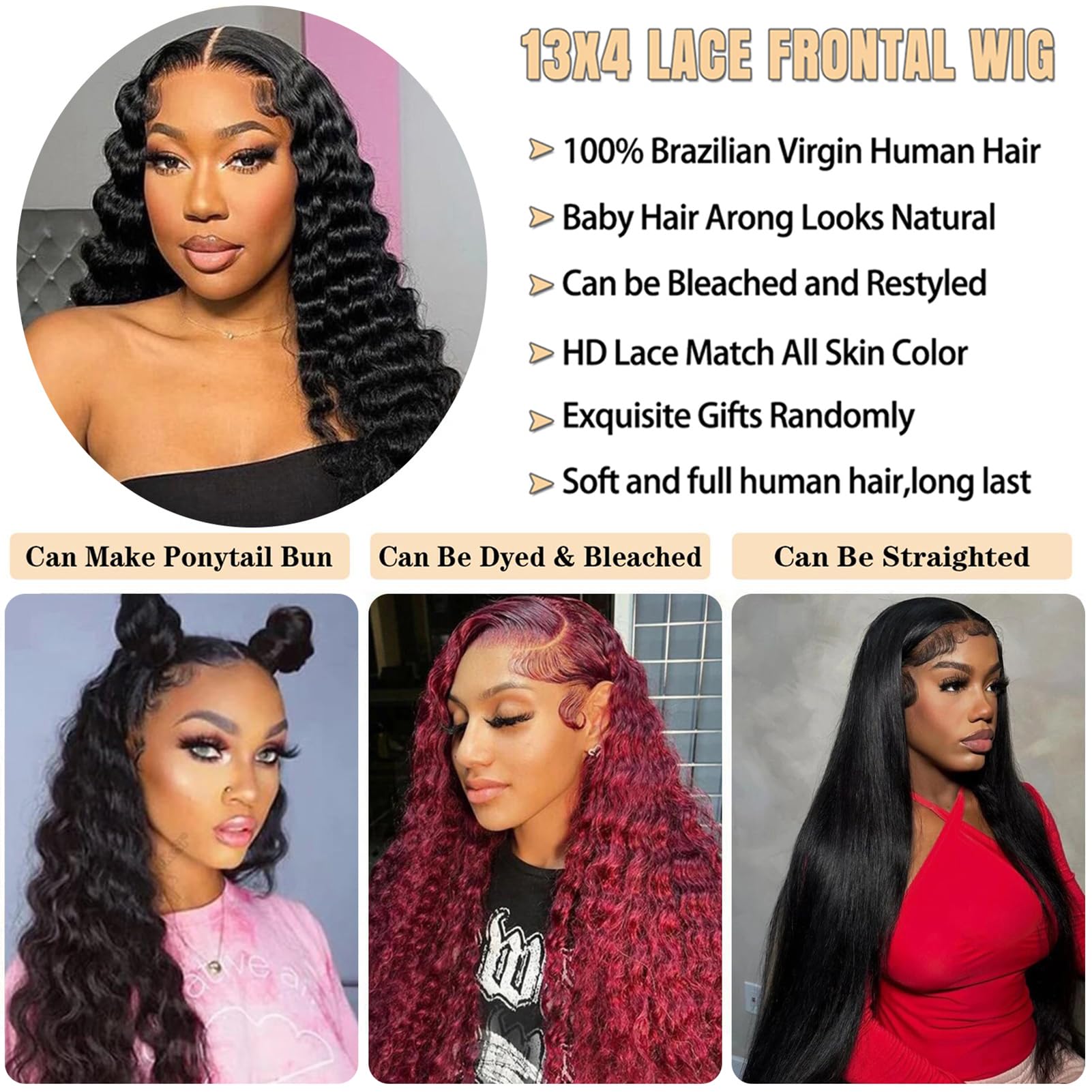30 Inch Loose Wave Lace Front Wigs Human Hair 200% Density 13x4 HD Transparent Lace Frontal - Glueless Pre Plucked with Baby Hair for Women - Perfect for Daily Wear, Cosplay, and Special Occasions