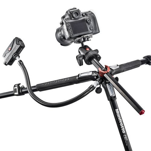 Manfrotto Aluminum 3-Section Tripod Stand with Quick Release Plate - Professional Camera Tripod for DSLR, Mirrorless, Video Cameras - Perfect for Photography, Videography, Travel & Outdoor Shooting (Black)