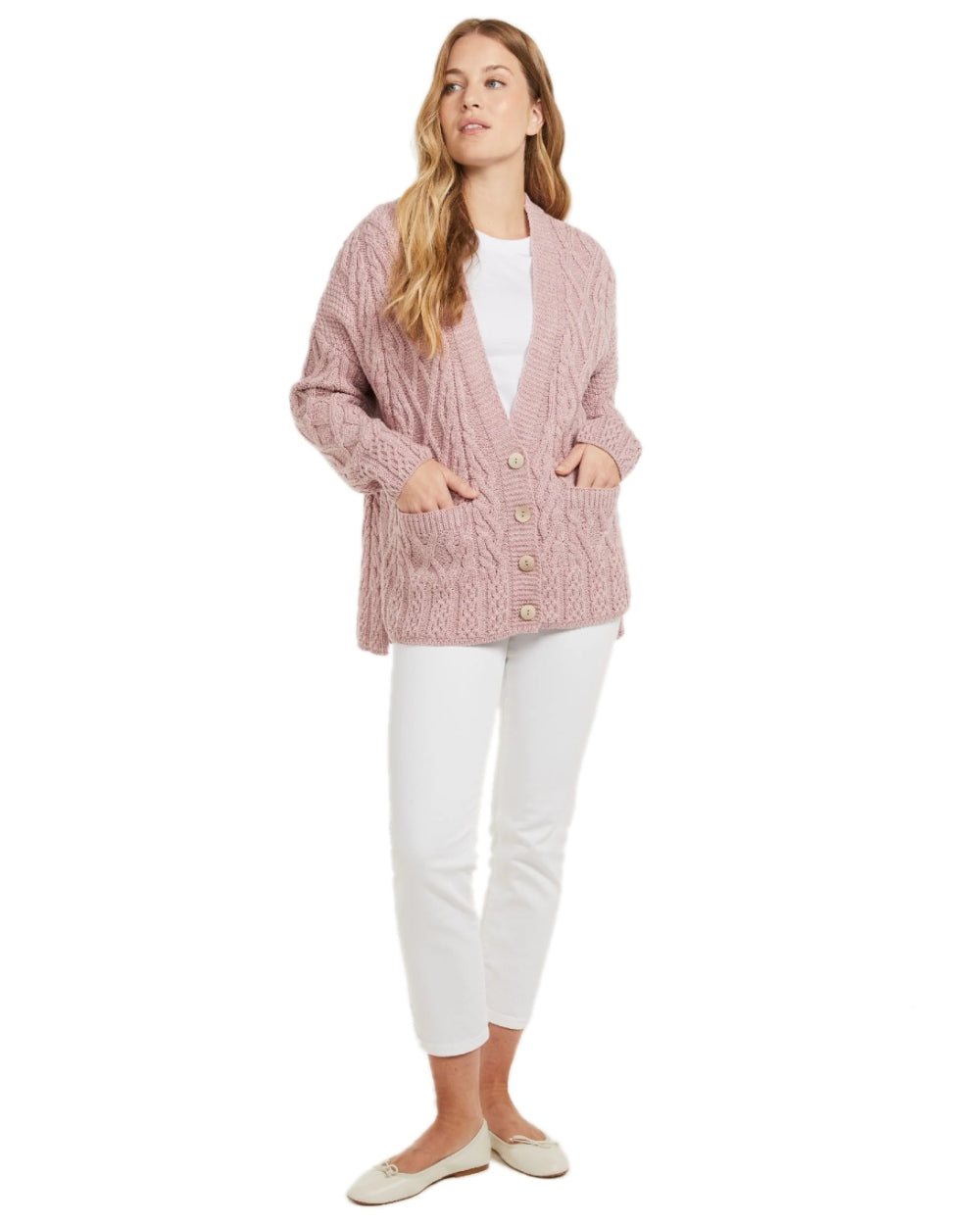 Aran Valentia Trellis Women's Knit Cardigan Sweater - Cozy Winter Fashion for Casual Outfits & Office Wear