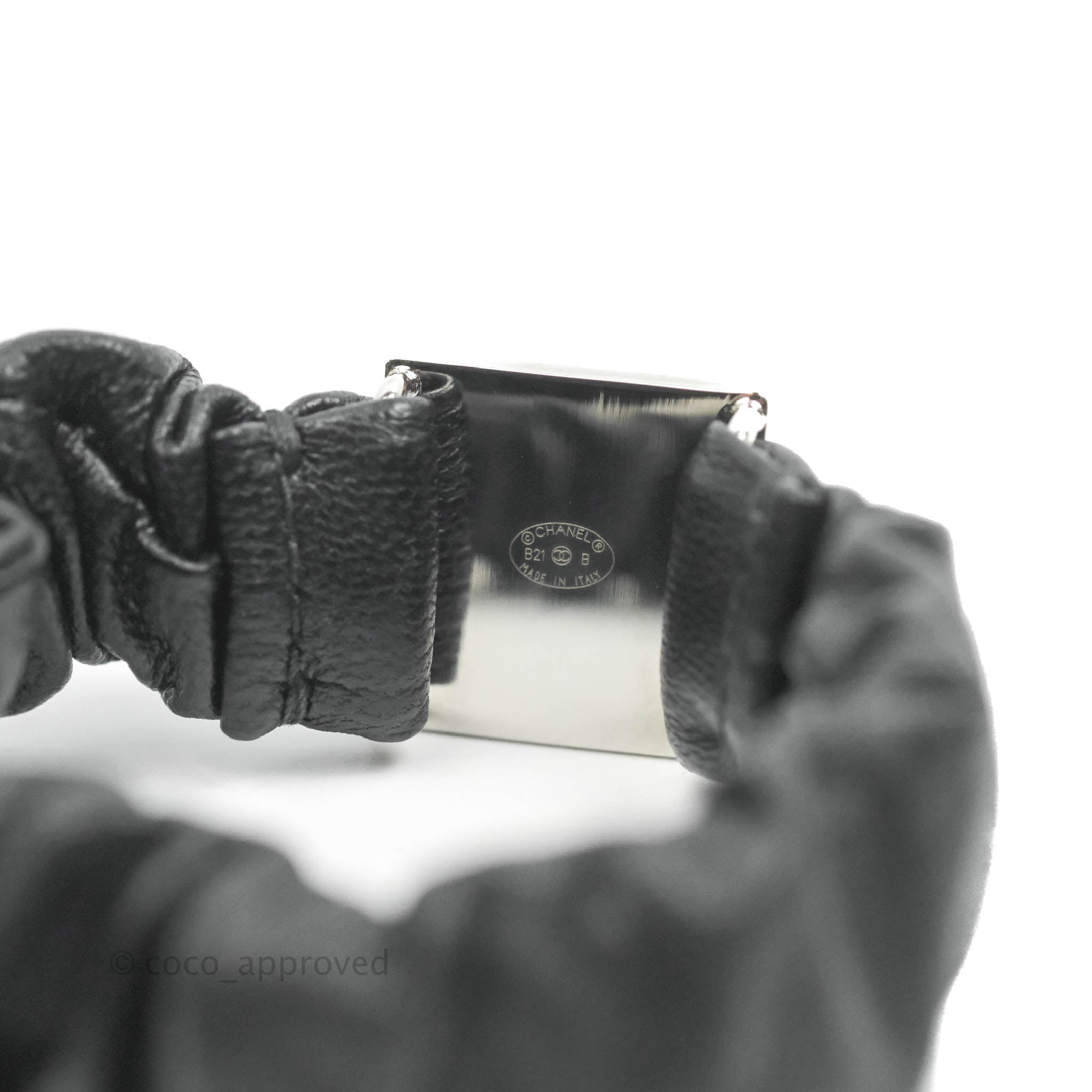 Chanel CC Black Leather Hair Clip with Silver Hardware | Elegant Hair Accessory for Women | Perfect for Parties, Weddings & Everyday Wear