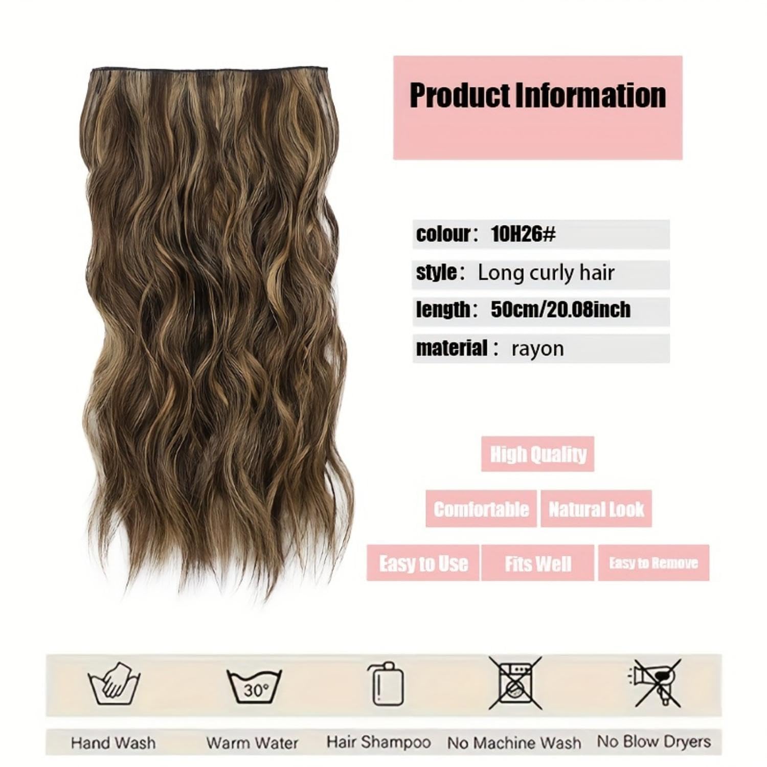 CHRONEX 24-Inch Curly Synthetic Hair Extensions with 5 Clips - 1 Piece for Women | Perfect for Parties, Weddings & Everyday Styling