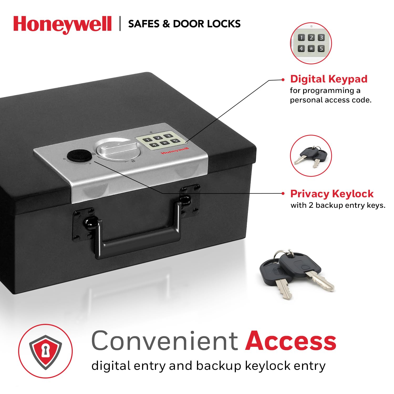 Honeywell Fireproof Digital Safe Box - 0.26 cu ft Steel Security Safe with Electronic Lock for Home, Jewelry, Documents & Cash - Black (Model 6108) | Perfect for Bedroom Closet, Office & Travel Security
