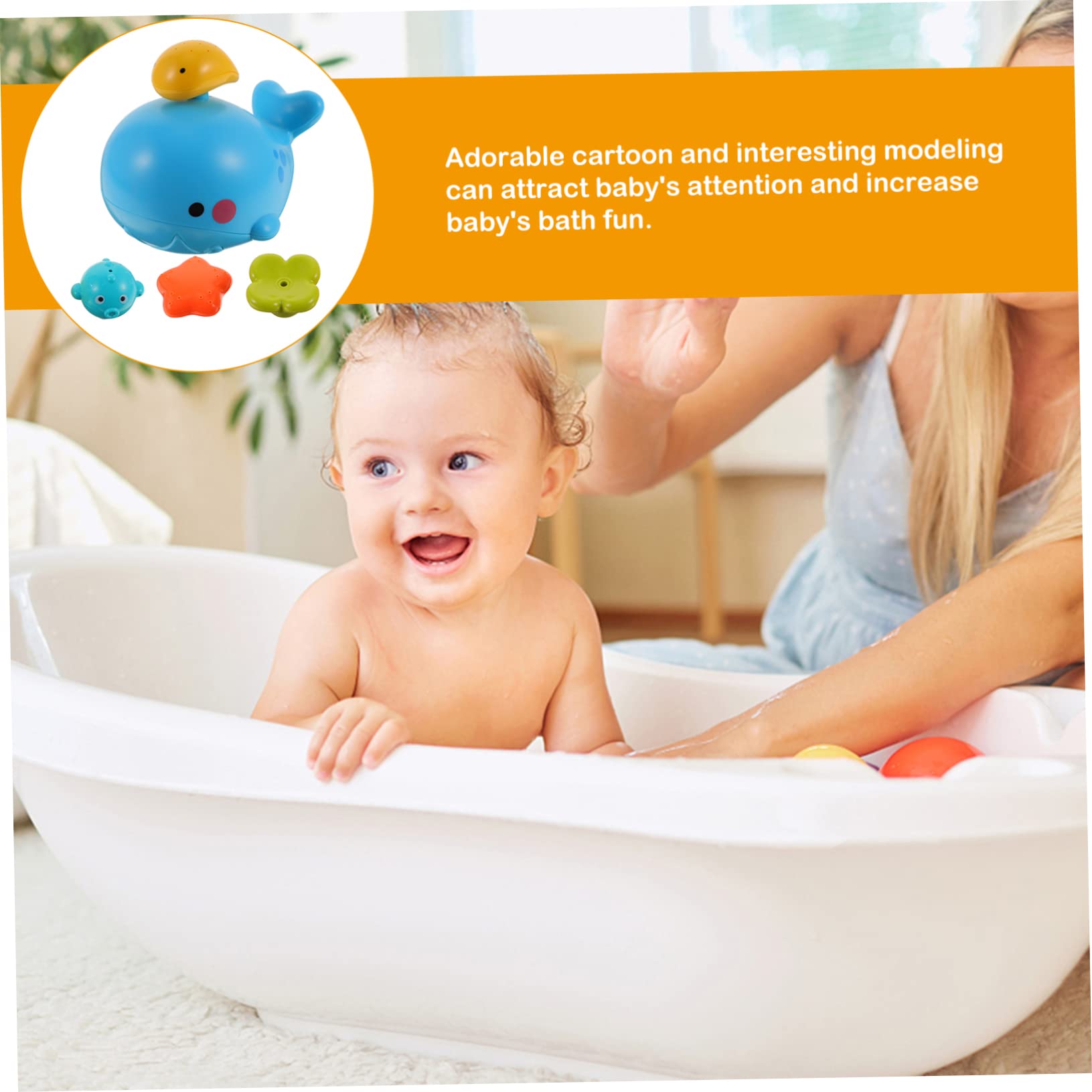 NESTINGHO Electric Whale Shower Head Toy Set - Waterproof Bath Toys for Kids with LED Lights - Fun Tub & Shower Playtime for Toddlers & Babies