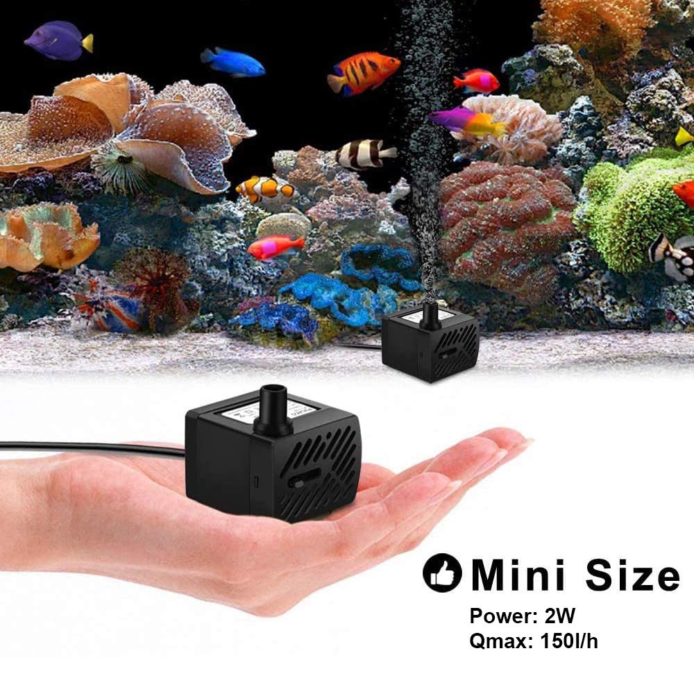 Ultra Quiet Mini Submersible Water Pump with 6Ft Power Cord - Perfect for Aquariums, Fish Tanks, Ponds, Fountains & Hydroponics | Create Gentle Water Flow for Relaxing Home Decor & Hydroponic Systems