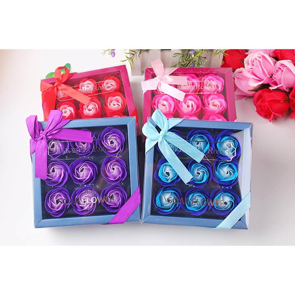 1PACK Floral Scented Bath Rose Petals - Natural Rose Shaped Soap Flowers, Relaxing Aromatherapy Gift Set for Mother's Day, Birthday, Anniversary (Purple) - Perfect for Spa Nights, Romantic Baths & Self-Care Moments