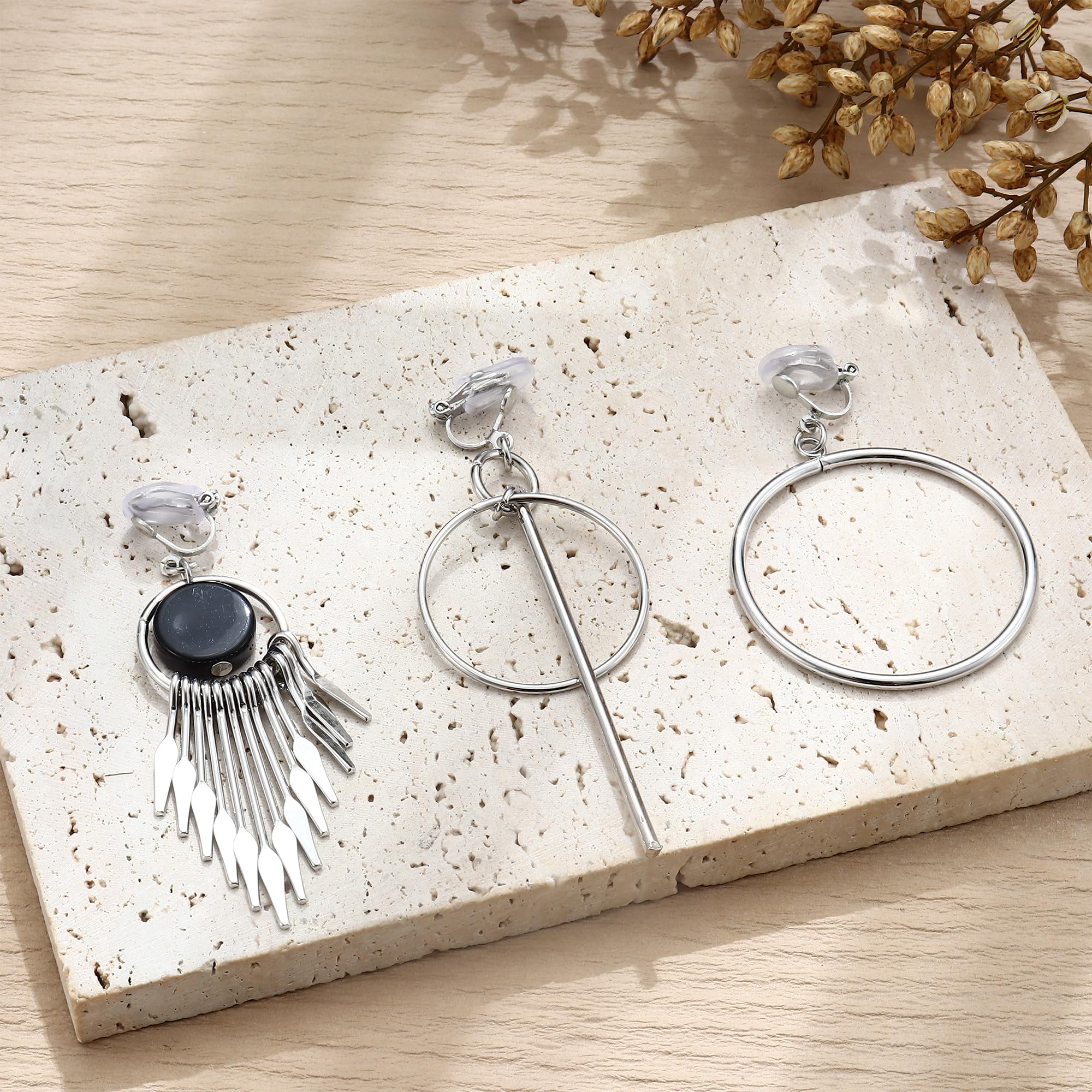 Trendy Boho Clip-On Dangle Earrings for Women - Gold & Silver Non-Pierced Hypoallergenic Bow Earrings Set | Comfortable Fashion Jewelry for Parties, Weddings & Everyday Wear