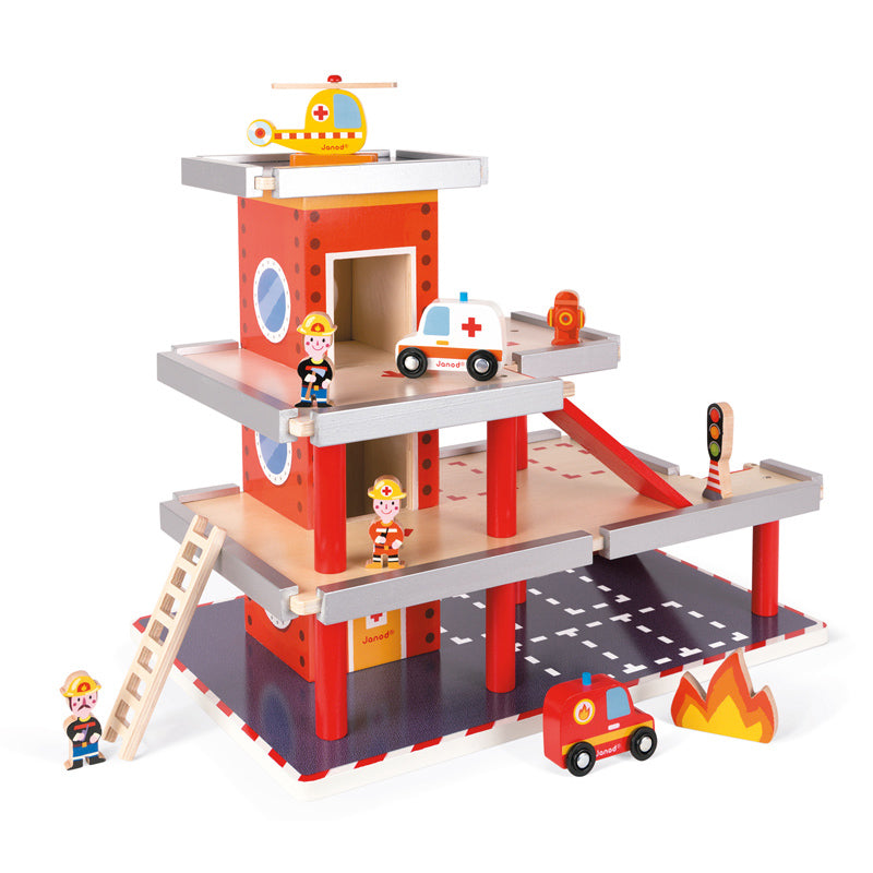 Fire Station Playset for Kids - Realistic Toy Firehouse with Firetruck & Accessories - Perfect for Pretend Play & Early Learning | Indoor & Outdoor Fun