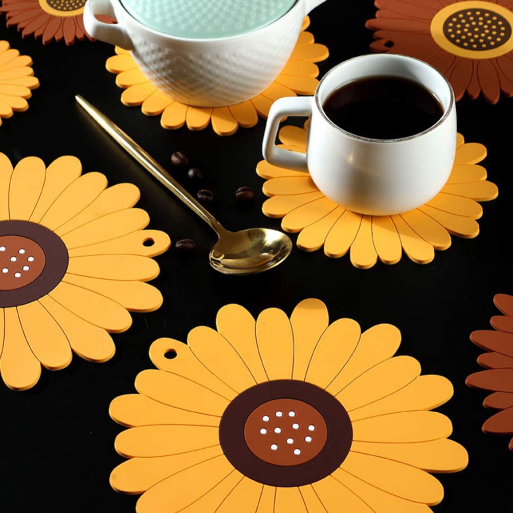 Sunflower Round Placemats Set of 4 - Non-Slip Table Mats for Dining, Party, Coffee Table - Waterproof Coasters for Home Decor & Kitchen Use - Perfect for Indoor/Outdoor Entertaining