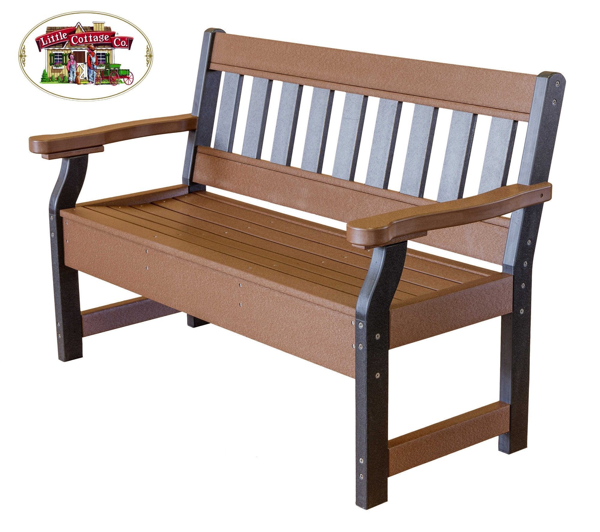 Heritage 4ft. Recycled Plastic Outdoor Garden Bench - Durable Eco-Friendly Patio Seating for Backyard, Deck, and Park Use