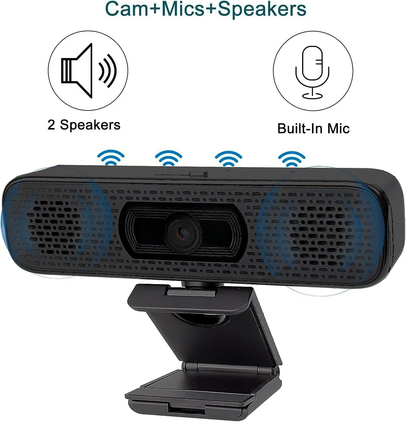 1080P HD Webcam with Dual Speakers & Built-in Mic, 90° Wide Angle USB Camera with Privacy Cover for Video Conferencing, Online Teaching, YouTube Streaming, Skype Calls, and Home Office Setup