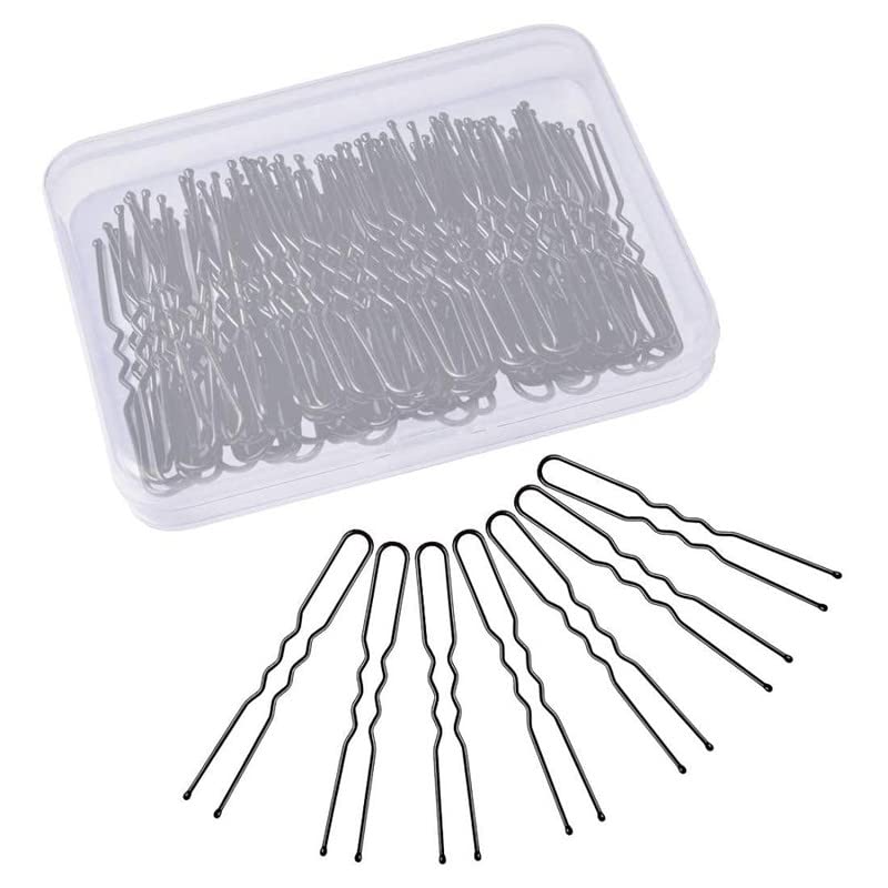 NAVMAV 100pcs Black U-Shape Hairpins Set - Bobby Pins & Bun Pins for Updo Hairstyles, Bridal & Juda Hair Accessories - Perfect for Weddings, Prom, and Everyday Hairstyling