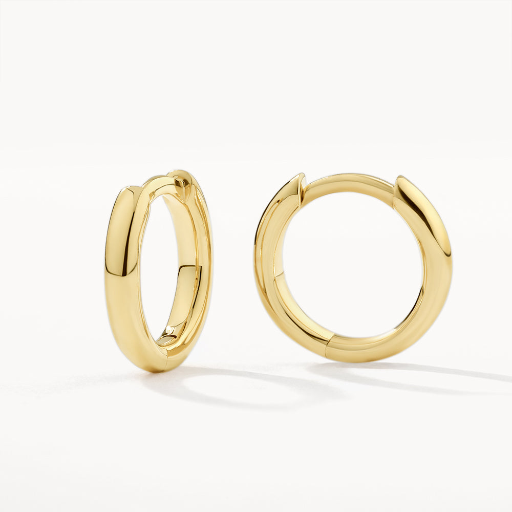 10k Gold Plain Mini Huggie Earrings - Dainty & Elegant Hoop Earrings for Everyday Wear | Perfect for Work, Date Night & Casual Outfits