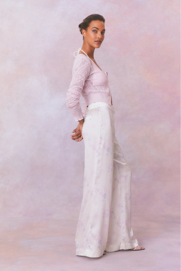 Daniya Women's Wide Leg Printed Silk Pants - Elegant & Comfortable Lounge Pants for Home, Office & Special Occasions