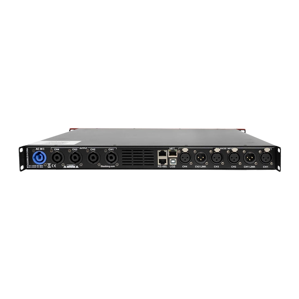 Blastking D4K 4S 4000W 4-Channel Class D Smart Power Amplifier - Professional Audio System for DJ, Live Sound & Home Theater