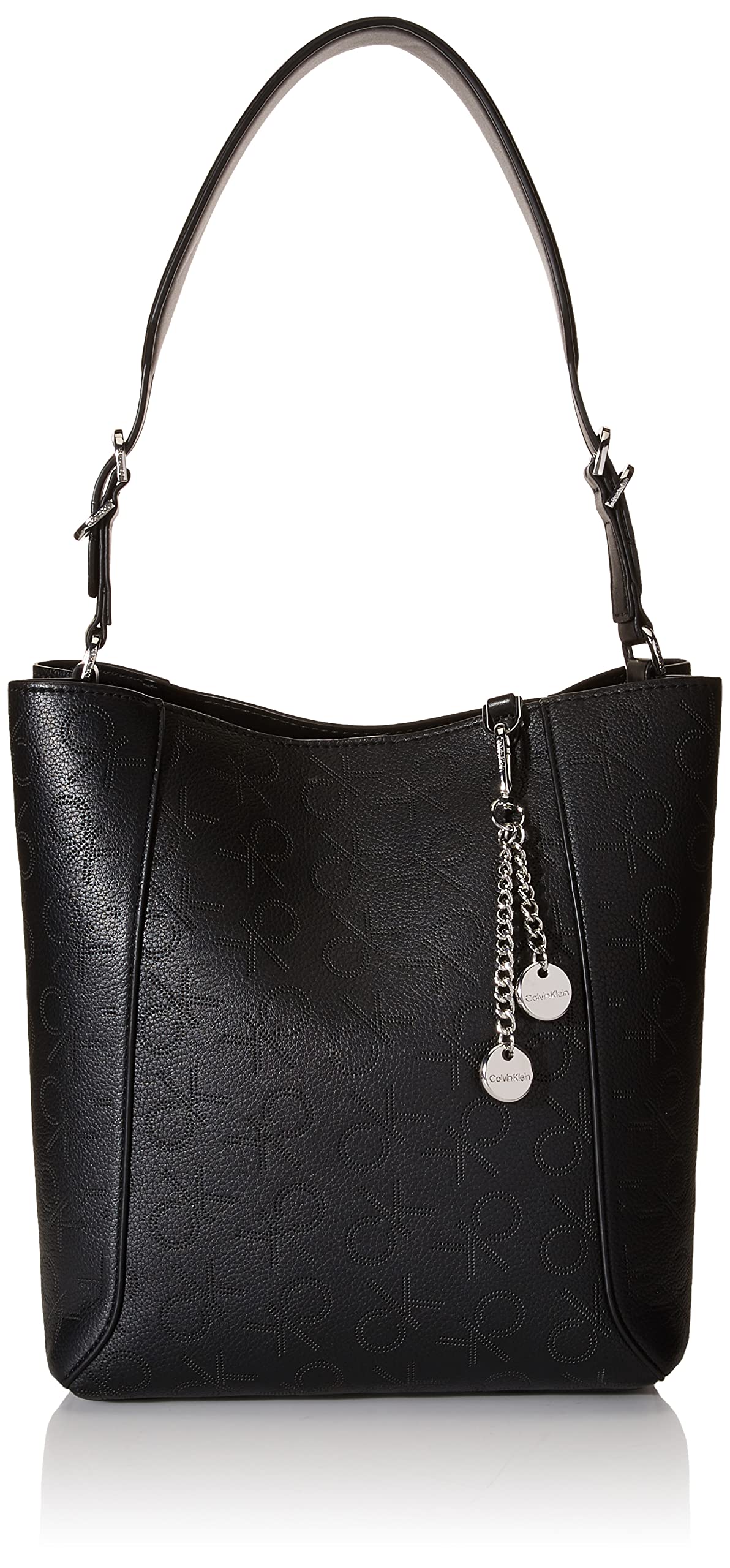 Calvin Klein Denver Perforated Montego Logo Hobo Shoulder Bag for Women - Stylish Leather Crossbody Purse for Work, Travel & Everyday Use