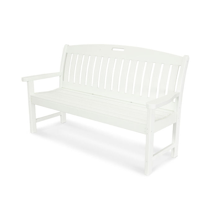 POLYWOOD Nautical 60-Inch Outdoor Bench - All-Weather Resin Wicker Patio Furniture for Poolside, Garden, Deck & Backyard Relaxation