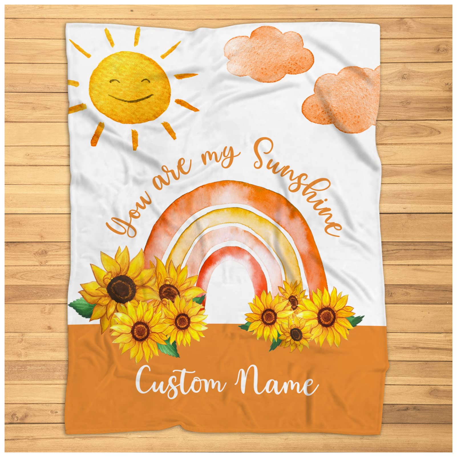 Personalized Boho Rainbow Baby Blanket with Custom Name - Super Soft Plush Blanket for Newborns & Kids - Perfect Baby Shower Gift & Nursery Decor