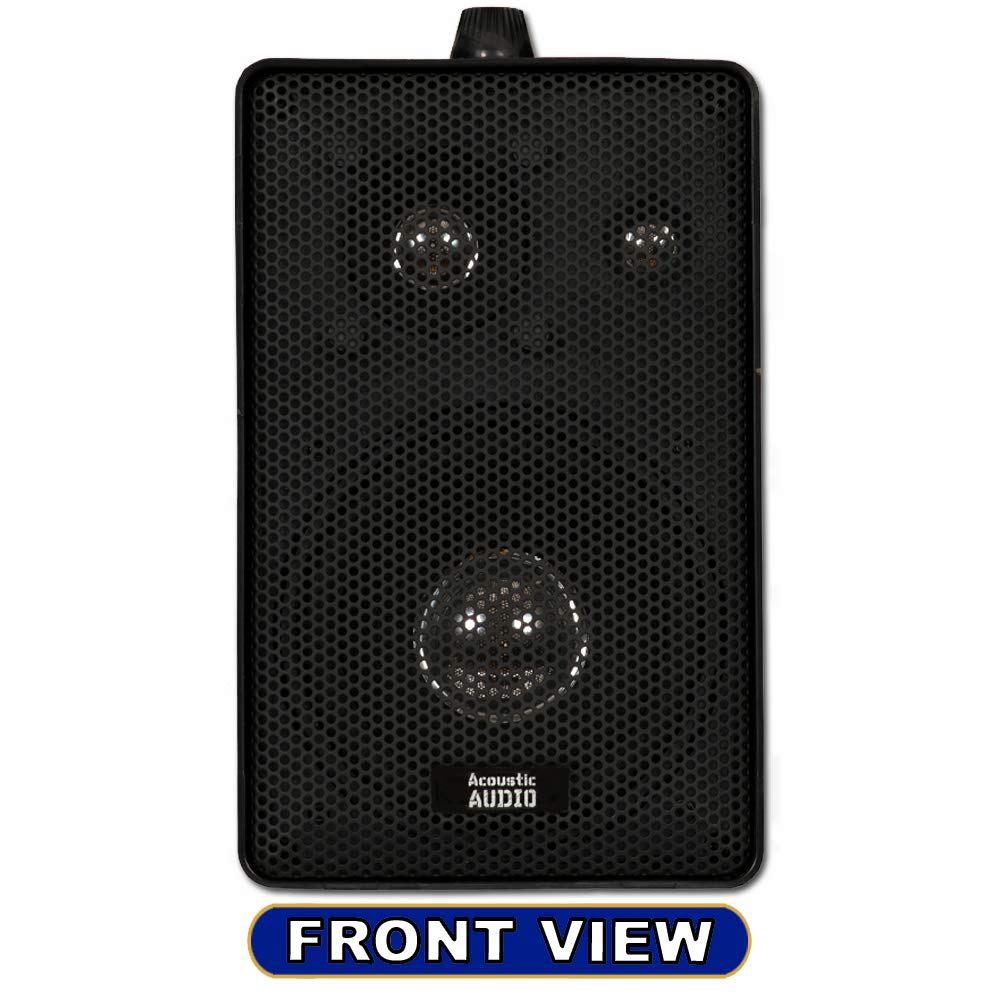 Acoustic Audio 251B 400W 3-Way Indoor/Outdoor Speakers (Pair) - Black | Perfect for Patio, Poolside & Home Theater Sound System