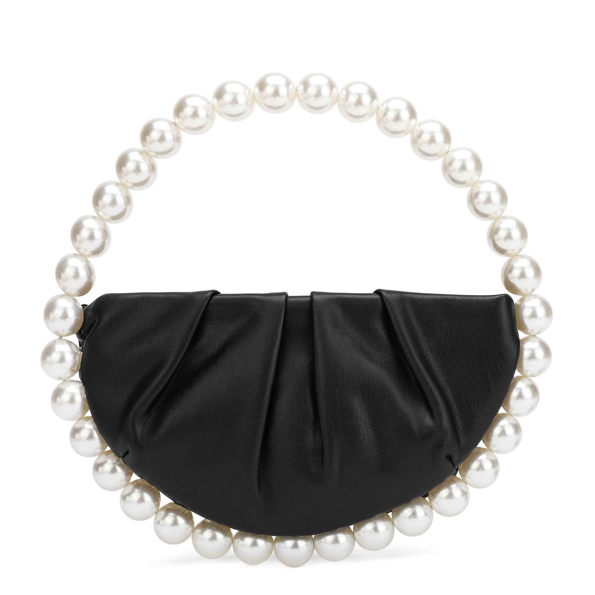 CARIEDO Elegant Pearl-Embellished Pleated Clutch Purse for Women - Soft Face Handbag for Evening Parties, Prom, Weddings & Special Occasions | Perfect for Brides, Date Nights & Formal Events
