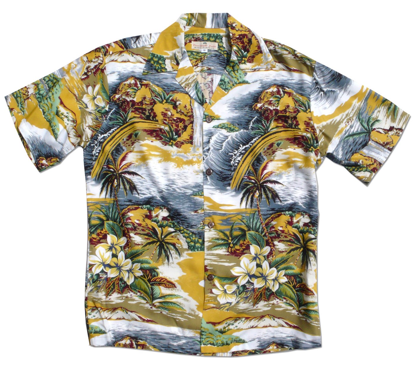Pineapple Juice Men's Rainbow & Waterfall Print T-Shirt - Casual Summer Hawaiian Style Shirt for Beach Vacation & Tropical Party