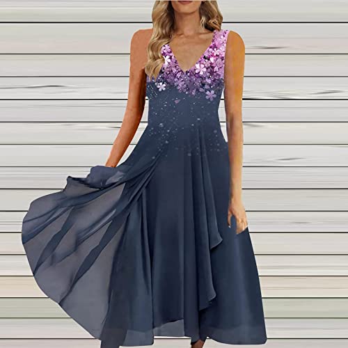 Purple_floral Print Dresses for Women 2023