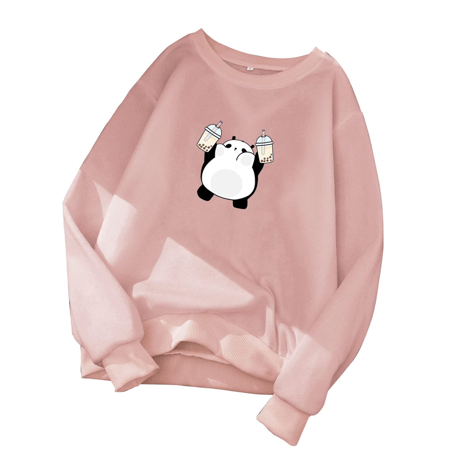 Women's Graphic Print Fleece Pullover - Long Sleeve Round Neck Sweatshirt Top | Cozy Winter Casual Wear for Women